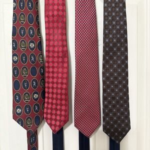 Lot of 4 TOMMY HILFIGER Neck Ties 100% Silk (2 Made In USA) Preppy Career Office